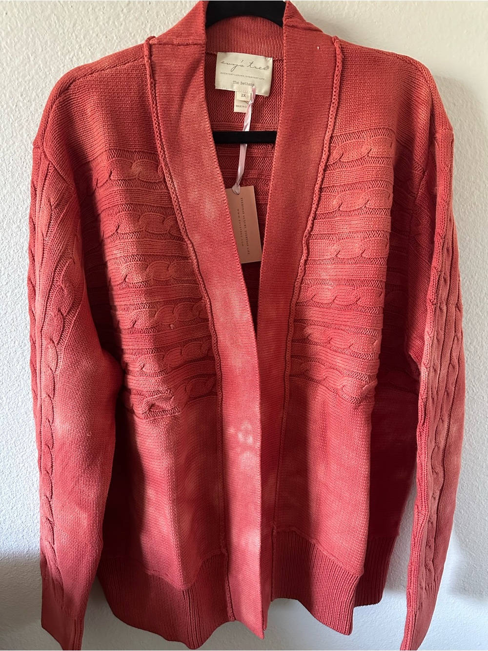 Evy’s Tree The Bethany Cardigan 2X Crimson Tie-Dye NWT